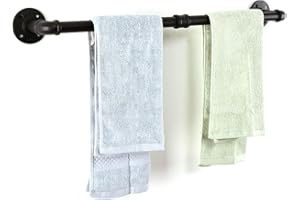 LINKPIPES Pipe Towel Bar Wall Mounted Industrial Towel Rack Holder Rustic Heavy Duty Bathroom Hardware (24 inch, Black)