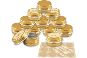 YANCAER 50 Stück 5ml - D26mm x H15mm Gold Aluminium Leer Döschen mit Schraubdeckel Runde Reise Blechdose Cremedose Tiegel Aludose für DIY Kerze, Creme, Kosmetik