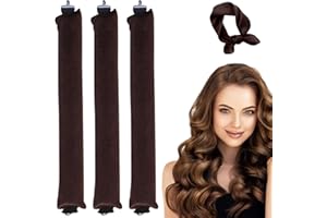 EEPLUYTY Confezione Da 3 Bigodini Morbidi Per Dormire, Bigodino Lungo Per Boccoli, Heatless Hair Curler, Piccoli Riccioli Per Tutti i Tipi Di Capelli, Con Sciarpa (caffè, Large)