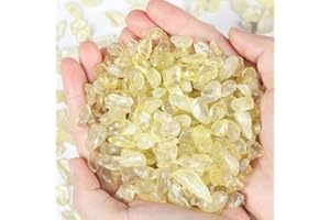 Sahoottie Citrin Trommelsteine Klein Citrin Steine 7-9 mm Kristall Chips Citrin Deko Edelsteine Gelbe Heilsteine Kleine Edelsteine für Heilung Reiki Aquarium Dekoration 250g