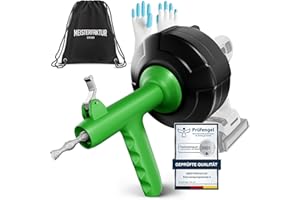 Meisterfaktur Desatascador Tuberias [7,5 m] - Función Automática - Espiral para Desatascar Tuberias Automática - ¡Espiral Limpiador de Desagües y de Tuberías para Aficionados al Bricolaje!