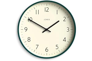 Jones Clocks® Studio orologio da parete | Stile moderno rotondo | 30cm | Verde scuro | Numeri facili da leggere | Design versatile per cucina, soggiorno o ufficio