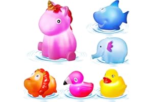 Jovicos Badespielzeug Baby, 6 Stuck LED Tier Badewannenspielzeug Baby, Wasserspielzeug Badewanne Spielzeug Kinder, Leuchtet Sensorik Spielzeug, Geschenke fur Jungen und Madchen