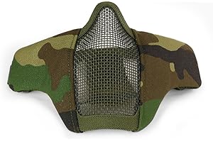 LEJUNJIE - Maschera regolabile pieghevole sotto la protezione del viso, in maglia d'acciaio tattica, stile militare, comoda per airgun/caccia/paintball/outdoor/ciclismo