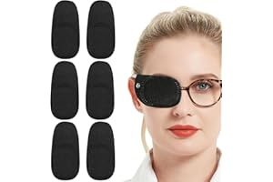 elook 6PCS Eye Patches for Glasses, Medical Eye Patch for Adults and Kids, Reusable Lazy Eye Patch for Amblyopia Strabismus After Surgery - Black