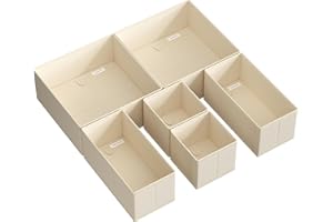 SONGMICS Organisateur de Tiroir, Boîte de Rangement pour Sous-vêtements, Lot de 6, pour Chaussettes, Soutiens-gorge, Culottes, Cravates, Écharpes, Beige Sable RDZ006Y01