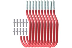Tootaci 10pcs Bike Crochets de Vélo Stockage Crochets Set, à visser utilitaire de stockage cintres Abri de jardin Garage Jardin Crochet recouvert de plastique pour support mural/de plafond…