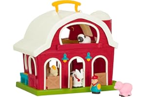 Battat Zabawka w gospodarstwie rolnym – duża stodoła ze zwierzętami gospodarczymi świniami, koniem, krową, owcą i rolnikiem – zestaw dla dzieci od 18 miesięcy (6 elementów)