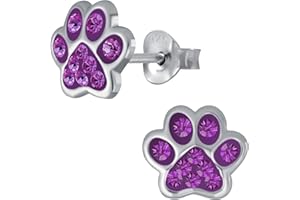 JAYARE Pfoten Kinderohrringe Silber 925 Mädchen Ohrstecker - Hunde Katzen Ohrringe für Kinder