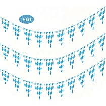 30m Oktoberfest Girlande Blau-Weiß – Bayern Deko Wimpelkette Mit 20 Flaggen (20x30 Cm), Wetterfest Für Innen & Außen