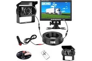 Kit Caméra de Recul BEYI 1080P HD – Écran LCD 7″ et Filaire Caméra Signal Stable en Temps réel, Vision Nocturne Étanche, pour Camion, Camping-Car, Remorque & Utilitaire (12V-24V) avec 15m Câble