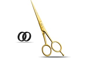 WISH BEAUTY,THE ROYAL ELEGANCE wishbeauty Hairdressing Barber Hair Scissor for Professional Hairdressers Barbers Stainless Steel Hair Cutting Shears - for Salon Barbers, Men, Women, Children and Adults (Gold Scissor 6")