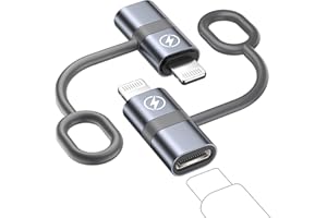 KINPEE Adapter USB-C na Lightning 2 szt, Szybkie ładowanie PD i przesyłanie danych, ze sznurkiem zabezpieczającym, do iPhone 14/13/12/11, iPad, Nie dotyczy słuchawek/audio/OTG