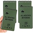 4 Pack Waterproof Notebook, 3x5 Pocket Notepads, All Weather Police Notepad, Mini Notebooks Bulk with Lined Pages, Mini Spiral Notepad 50 Sheets per Notebook for Outdoor Home Office School (Green)