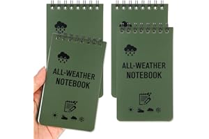 Confezione da 4 quaderni impermeabili, blocchi tascabili 3x5, blocco note della polizia per tutte le condizioni atmosferiche, mini quaderni sfusi con pagine a righe, mini blocco note a spirale 50