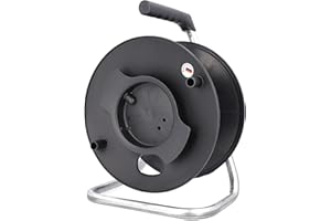 as - Schwabe Tambor de cable vacío Ø 285 mm - Tambor práctico para cables, alambres, mangueras - Enrollacables, enrolladores sin cable - Made in Germany - Nero, 12121