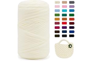 Uiopa Fil Crochet, 400g/120m Fil Polyester en Tissu Chunky Tshirt Yarn, Laine T-Shirt Crochet Trapilho pour Sacs/Paniers/Tapis, Décoration d'Intérieur, Bricolage, Artisanat