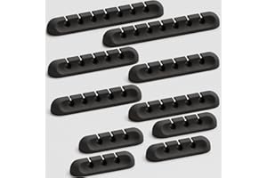 APROMISITH Kabelhalter Kabelclips, 3/5/7-Schlitze[10 Stück] kabelmanagement Selbstklebend Kabel Organizer Vielzwecke Kabelführung Set für Schreibtisch Computer PC, USB Ladekabel, ZuhauseBüro