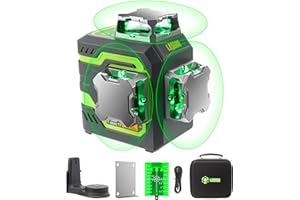 LasGoo LG-3DM Livella laser verde, laser a linea 3x360° autolivellante per edilizia e appendimento quadri, batteria integrata da 5200 mAh, cavo Type-C, supporto rotante magnetico incluso