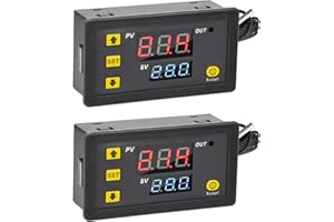 Aideepen W3230 Temperature Controller, 2 Pack DC 12V 20A Digital Thermostat Controller for Heating and Cooling - Temperature Switch