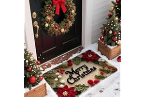 BSITSSS Wycieraczka bożonarodzeniowa, kwiatowa wycieraczka świąteczna wejście do domu, antypoślizgowy dywanik świąteczny, dywanik świąteczny, wycieraczka świąteczna do łazienki kuchni przedpokoju