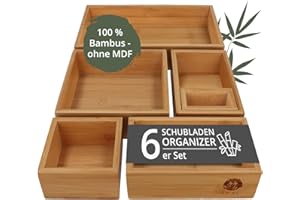 TAKE® 6-teiliges Schubladen Organizer aus 100% Natur Bambus - Boxen in vers. Größen für Küche, Bad & Büro, Schminktisch Organizer Bad, Drawer Organizer