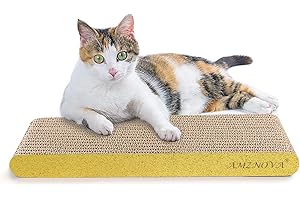 AMZNOVA Katzenkratzer, Kratzunterlage, strapazierfähiger, recycelbarer und wendbarer Karton mit Katzenminze, schmal, glitzerndes Gold