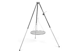 HeRo24 Barbecue pivotant à trois pieds sans grille de cuisson - Avec manivelle - Hauteur : 1,76 cm - Avec sac de rangement