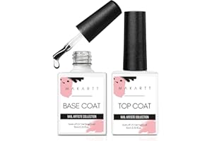 Makartt Base y Top Coat Semipermanente - 2×10ml Top Coat y Base Coat No Wipe Primer Uñas Semipermanente UV LED Soak off para Kit de Manicura