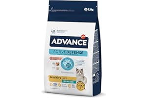 Advance Cat Sensitive Sterilized, Pienso para Gatos Adultos Esterilizados con Sensibilidades Digestivas con Salmón, 1,5kg