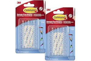 HIGH VIBRANT Command Decorating Clips – 2X Pack of 20 Mini Hook & 24 Small Strips, Transparent Stick on Hooks for Hanging Fairy Lights & Christmas Decorations Hooks | Clear Adhesive Removable Wall Command Hook