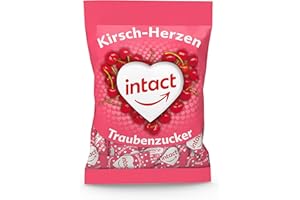 ‎INTACT intact (Kirsch-Herzen) Traubenzucker im Beutel • 75g Traubenzucker Bonbons einzeln verpackt • 100% Vegan