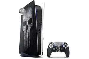 Skins4u Skin für PS5 Design Vinyl Skins Aufkleber Faceplate Sticker kompatibel mit Playstation 5 Folie Gaming Case PS5 Cover Konsole Controller (Hard Skull, Disk Edition)
