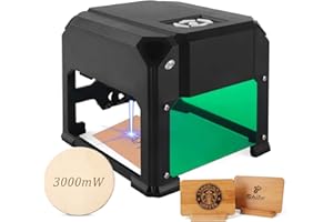 HOMDMARKET Grabador láser de escritorio de 3 W con área de trabajo de 8 * 8 cm para principiantes, tallador láser Plug and Play, súper fácil de operar para uso doméstico Mini máquina de bricolaje.
