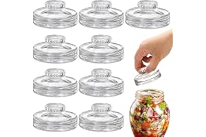 Jucoan 9 Stück Glas-Gärgewichte mit leicht zu greifenden Griffen, schwere Glas-Gärdeckel-Set für breite Öffnung, Einmachglas, Gärung von Sauerkraut, Kimchi, Gurken, spülmaschinenfest