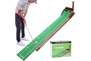 ToVii Putting Mat Indoor Golf - Indoor Putting Green with Automatic Ball Return System and 2 Size Holes, Golf Putting Mat for Home Office Backyard
