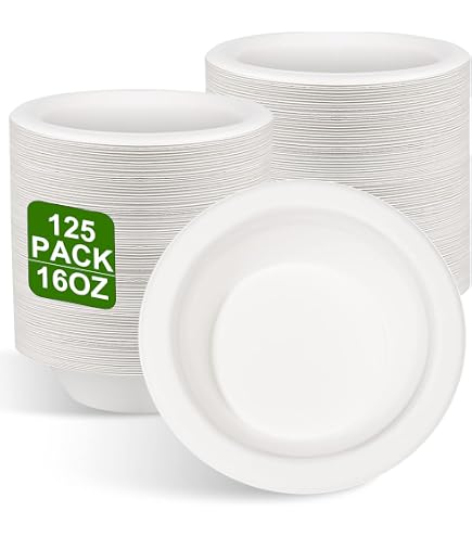 50 Bols Jetables En Canne à Sucre - 230ml, Compostables, Micro-ondables, Marron
