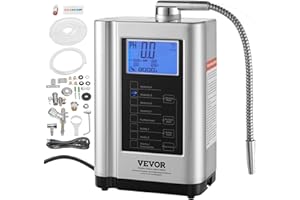 VEVOR Ionizador de Agua PH 3.5-10.5 Purificador de Agua de Ácido Alcalino ORP +500 a -650 mV Electrodo Electrolizador 5 Placas 7 Configuraciones de Agua 8000 L Sistema de Filtración Autolimpiante