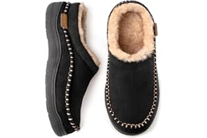 Zigzagger Men's Moccasin Slippers Indoor/Outdoor Fluffy House Shoes Memory Foam Slip On for Men