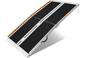 FACHNUO TOOL Rampe pour Fauteuil Roulant Pliable 152 cm Rampe en Aluminium Usage Intensif 362KG avec Surface Antidérapante, Design Portable Compact 122 cm pour Voitures, Marches d'Entrée, Scooters, Poussettes
