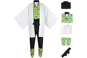 NIKKHO Demon Slayer Cosplay Set, Anime Character Sabito Cosplay Kimono Cloak Set, Halloween Carnival Party Dress, Dress Up Suit for Men Boys