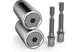NEWDER Premium Universalschlüssel [4er Set] - Verbessertes Konzept 2019 - Universal Steckschlüssel | Multi Funktions Nuss | Universalnuss Reparatur Handwerkzeug 7-19mm mit Adapter