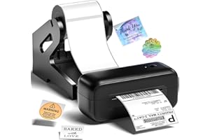 Phomemo DHL-Etikettendrucker mit Etikettenhalter, 4x6-Zoll-Versandetikettendrucker für Telefon/PC, Bluetooth-Etikettendrucker für Versandetiketten,Logo, Adresse, Preis, Gewürzdosenetiketten – Schwarz