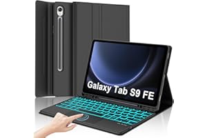 IVEOPPE Funda Teclado Samsung Galaxy Tab S9 FE 10.9"/S10 FE 10.9"/S9 11" con Touchpad, Teclado Trackpad España Ñ Bluetooth Retroiluminación Desmontable para Samsung Tab S10 FE/S9 FE 10.9"/S9 11", Negro