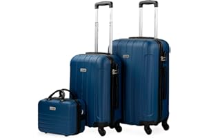 ITACA - Set of 4 Rigid Travel Cases 4 Wheels Trolley 55/64/73 cm + Beauty case ABS. Resistant and Light. Handle Padlock Handles. Small Medium and Large Cabin. 771100
