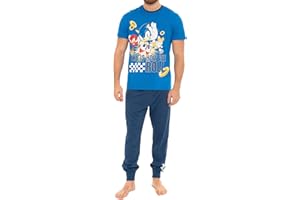 Sonic The Hedgehog Pyjamas | Sonic Mens Pyjamas | Cotton Mens PJs Sets | Sizes Small To XX-Large