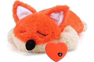 Coikes Peluche a Forma di Battito Cardiaco, Cuccioli Ansia da separazione per Cani Giocattolo per Cani Morbido Peluche Cucciolo Giocattolo di Aiuto comportamentale per Dormire (Volpe Arancione)