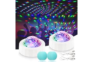 URAQT 2 Pezzi Luci Discoteca LED, 3 RGB Colori Effetti Luce Musica Attivata Palla da Discoteca, Luci Disco LED, Luci Discoteca Stroboscopiche USB Ricaricabile per Casa, Auto, Sbarra, Festa