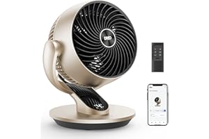 Dreo Ventilatore da tavolo intelligente, 28 dB, diametro di 18 cm, 4 velocità, 5 modalità, timer 12 ore, oscillazione 120°+90°, telecomando vocale, funzione raffreddamento, Lynx S, argento, colore oro