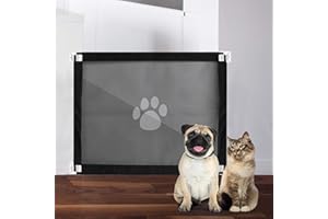 PETLESO Dog Magic Gate Pet Stair Gate 80 X 100cm Pet Safety Gate Easy Install Lockable Dog Mesh Guard for Dog Puppy